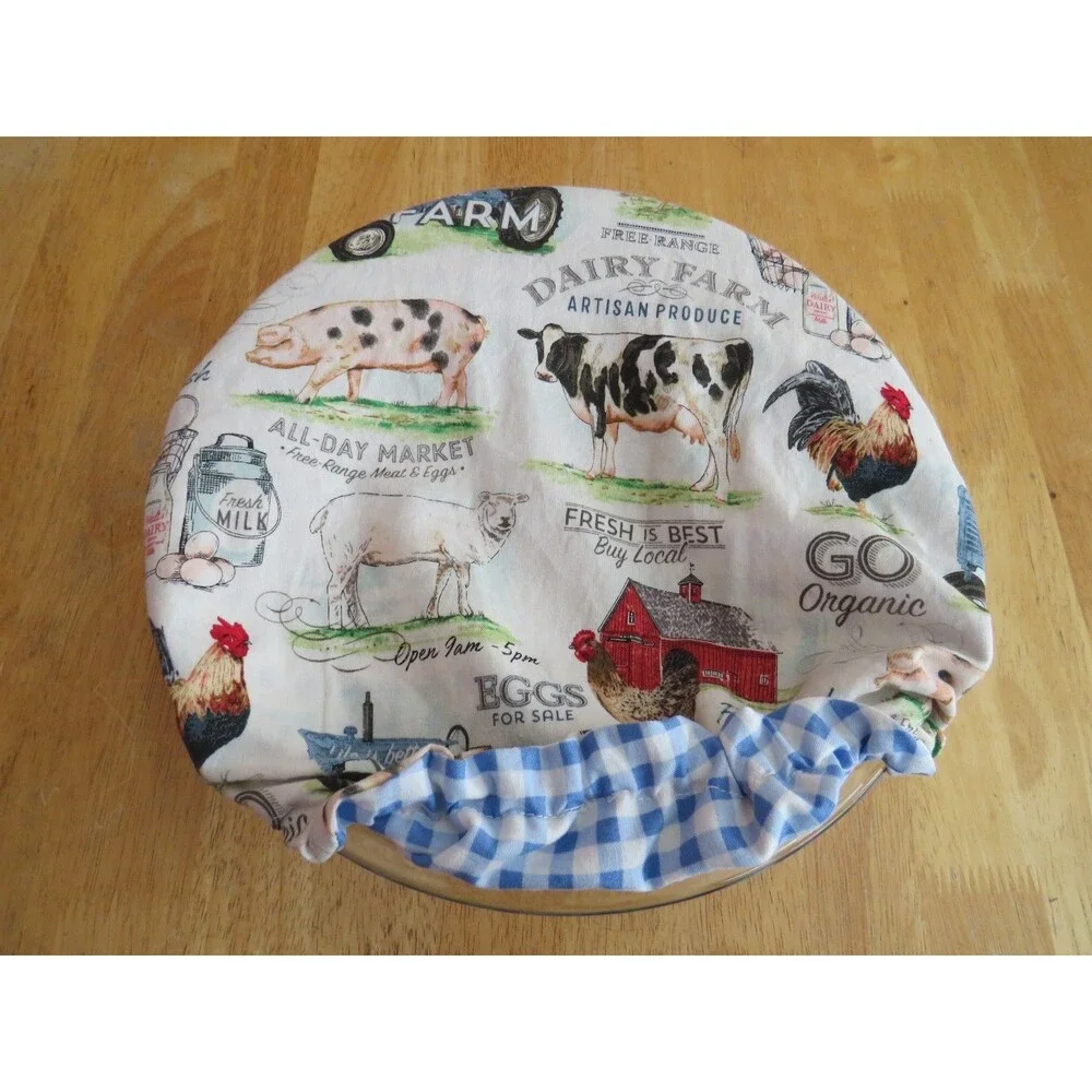 Kitchenaid Bowl Cover, Reversible Farm and Blue Gingham